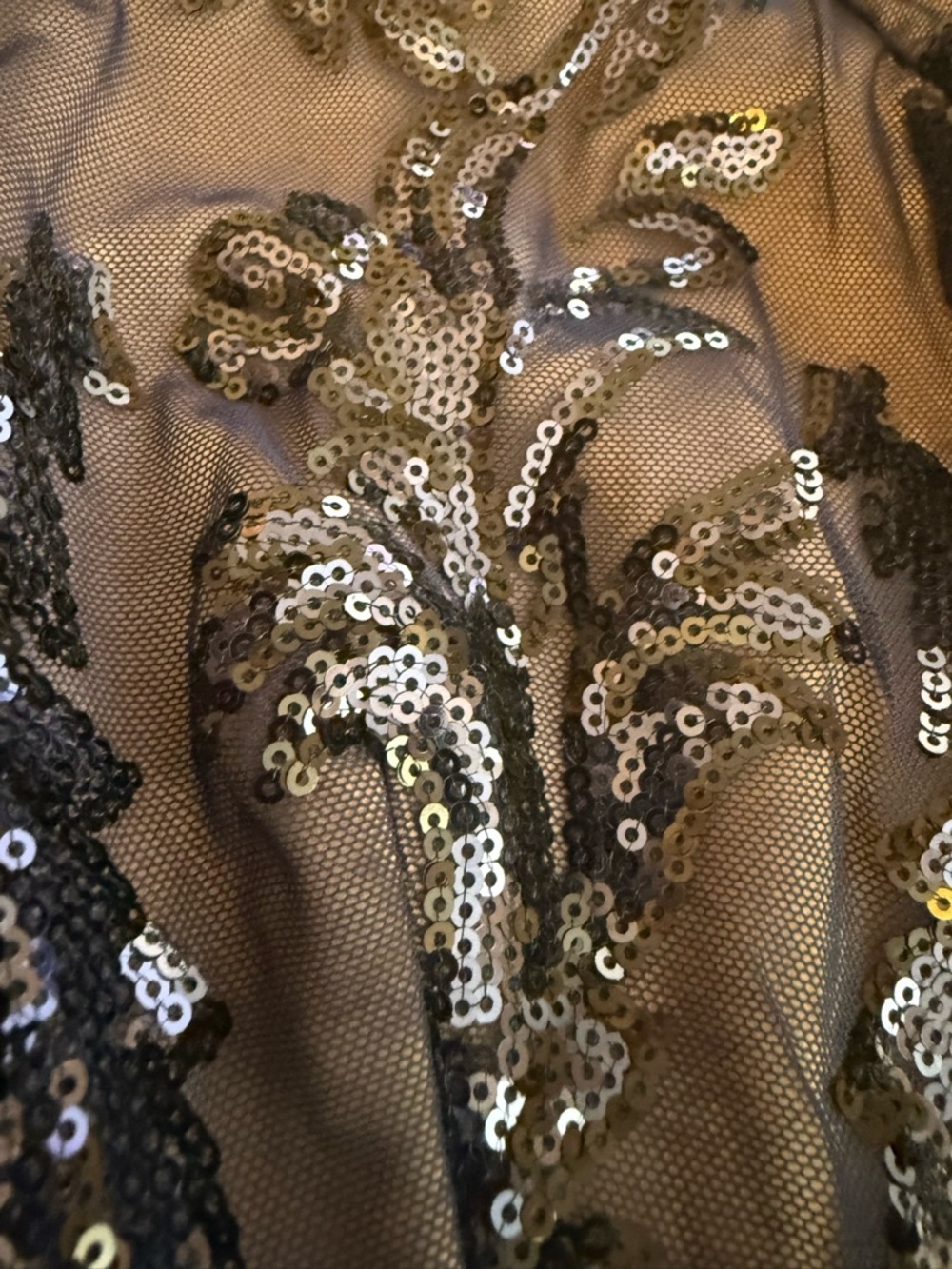 Papell Studios Navy Sequined V Neck Sheath Dress Sz 18 Plus Floral Beige Lined - Picture 10 of 10